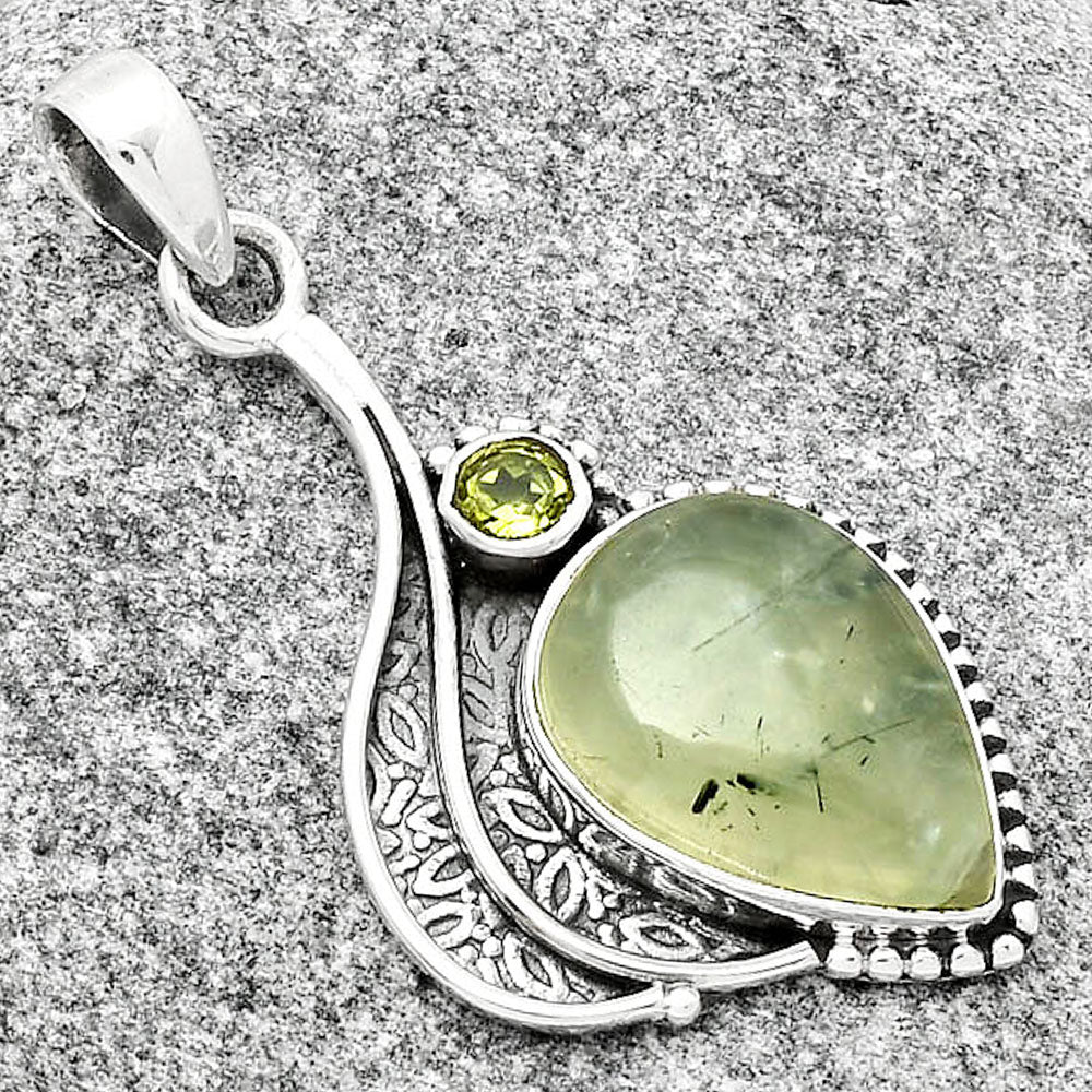 Natural Prehnite & Peridot Pendant P-1467 SDP126503