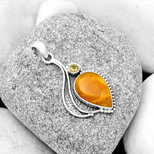 Natural Honey Dendritic Opal & Citrine Pendant P-1467 SDP126505