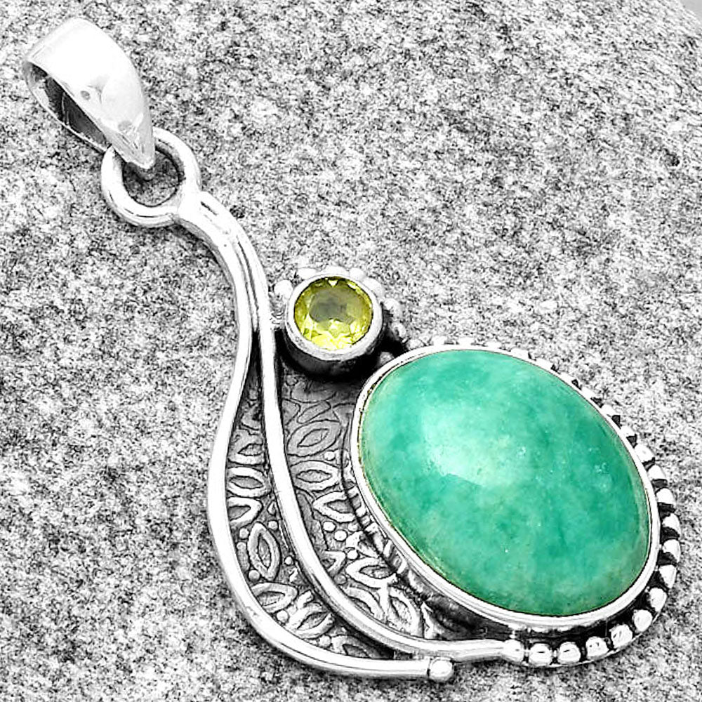 Natural Paraiba Amazonite & Peridot Pendant P-1467 SDP126511