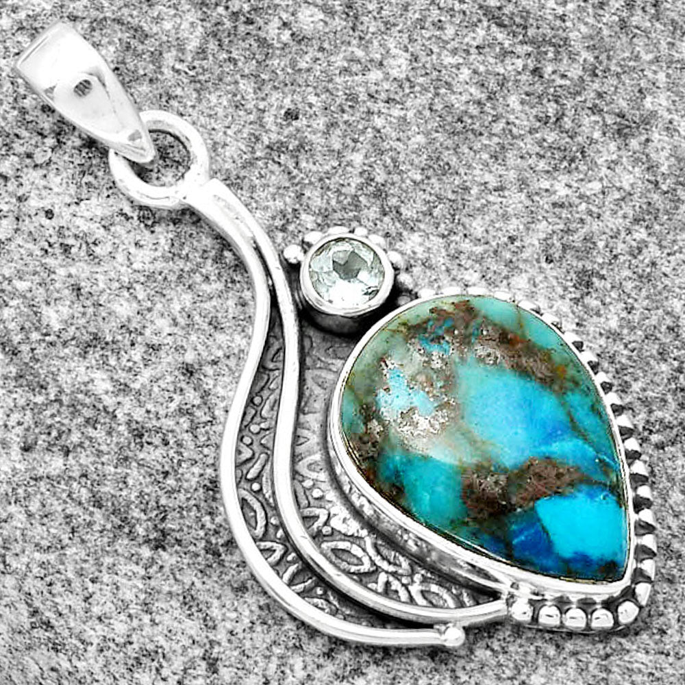 Shattuckite - USA & Sky Blue Topaz Pendant P-1467 SDP126513