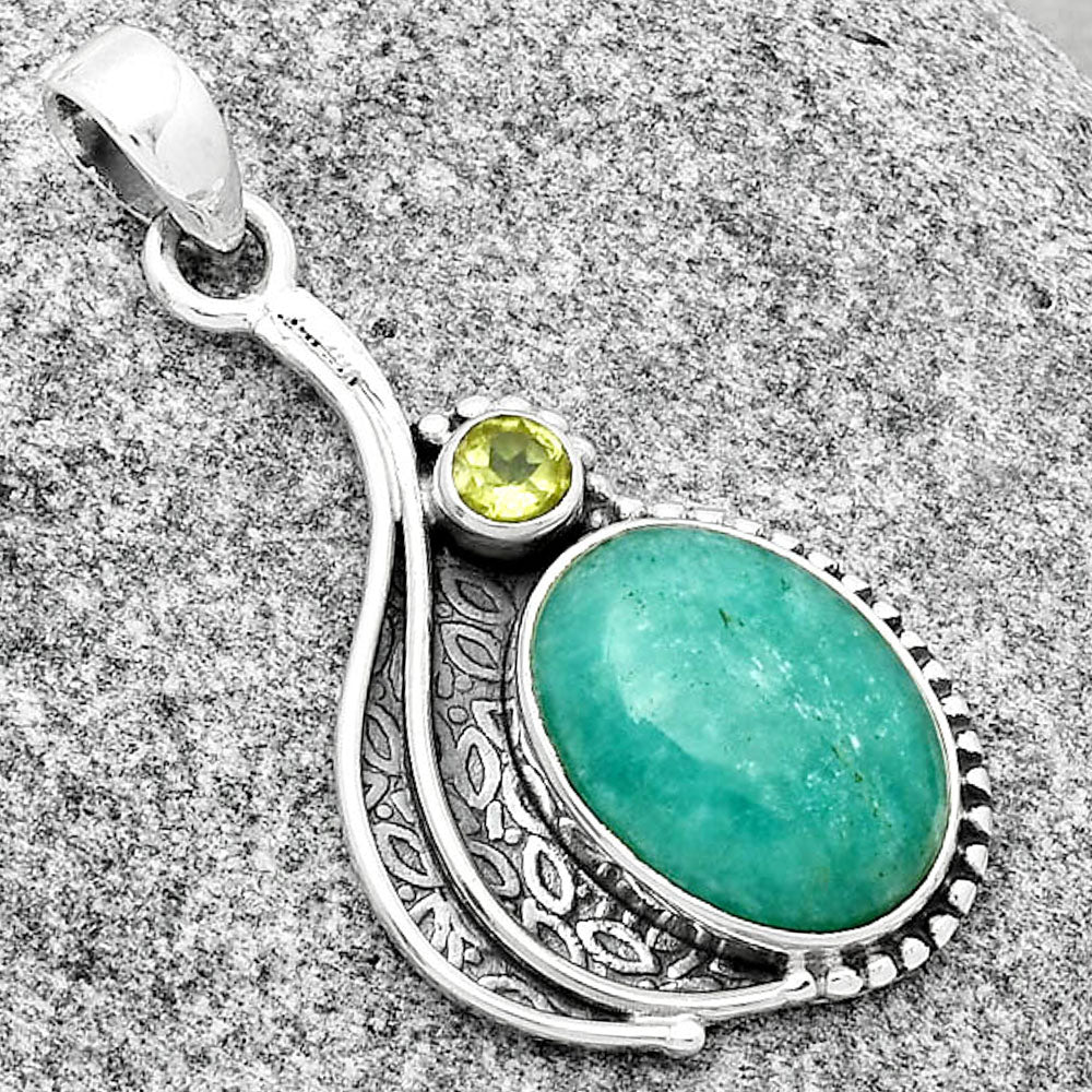 Natural Paraiba Amazonite & Peridot Pendant P-1467 SDP126528