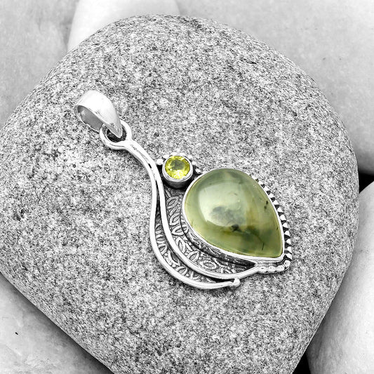 Natural Prehnite & Peridot Pendant P-1467 SDP126529
