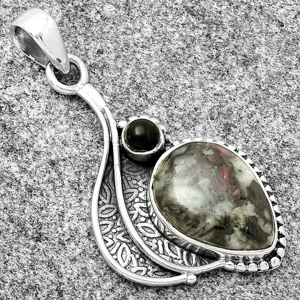 Natural Russian Eudialyte & Black Onyx Pendant P-1467 SDP126531