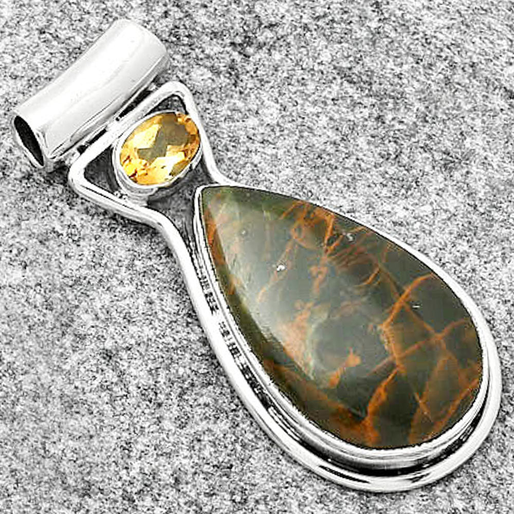 Turkish Rainforest Chrysocolla & Citrine Pendant P-1130 SDP126679