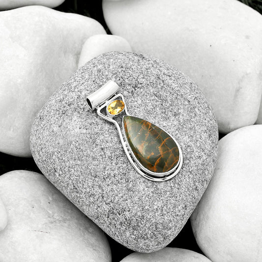 Turkish Rainforest Chrysocolla & Citrine Pendant P-1130 SDP126679