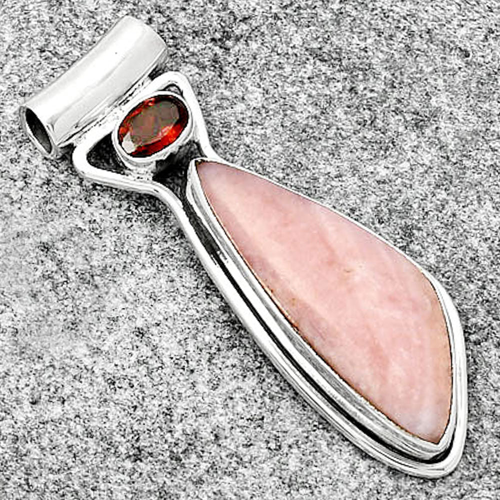 Natural Pink Opal Australia & Garnet Pendant P-1130 SDP126682