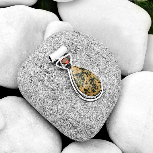Russian Honey Dendrite Opal & Garnet Pendant P-1130 SDP126683