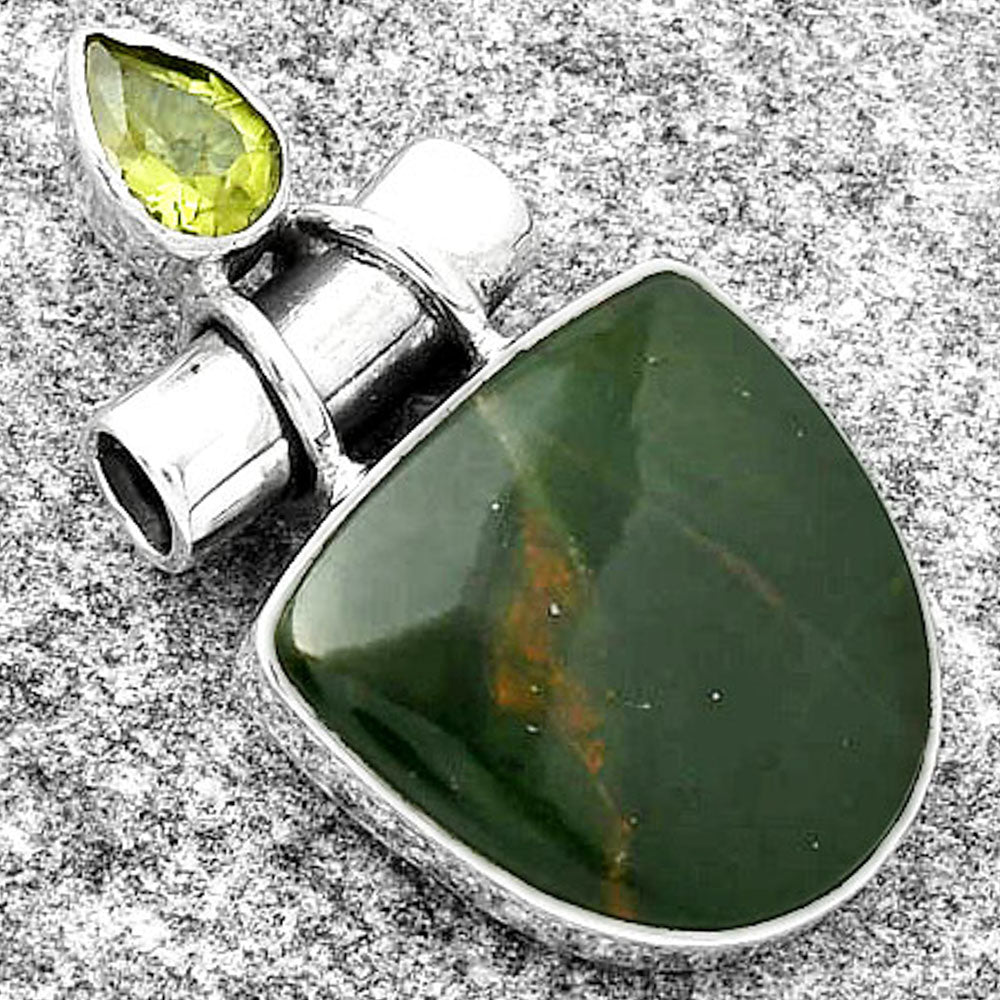 Natural Chrome Chalcedony & Peridot Pendant P-1159 SDP126753