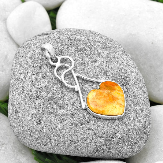 Heart Natural Coral Jasper Pendant P-1036 SDP126797