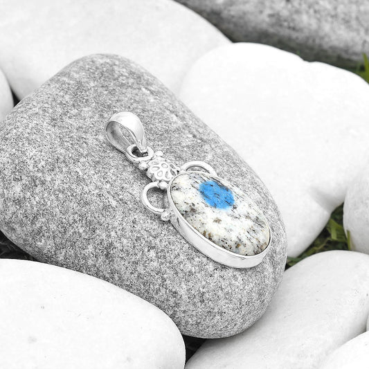 Natural K2 Blue - Azurite In Quartz Pendant P-1220 SDP126910