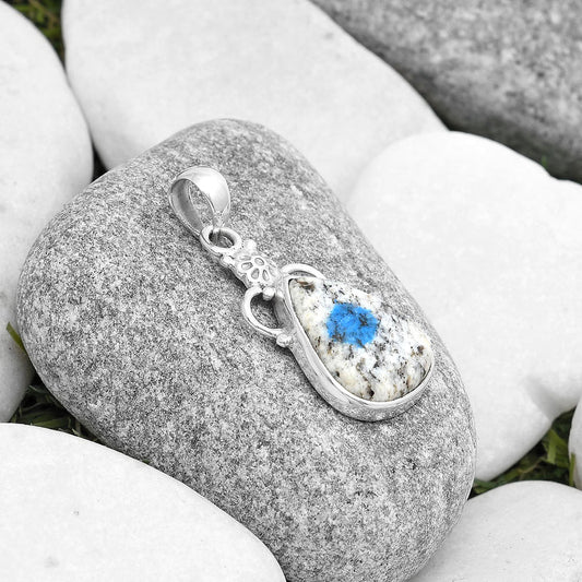 Natural K2 Blue - Azurite In Quartz Pendant P-1220 SDP126922