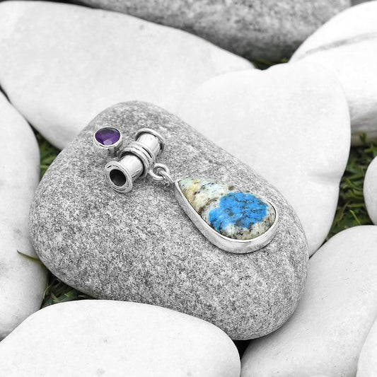 K2 Blue Azurite In Quartz & Amethyst Pendant P-1337 SDP127117