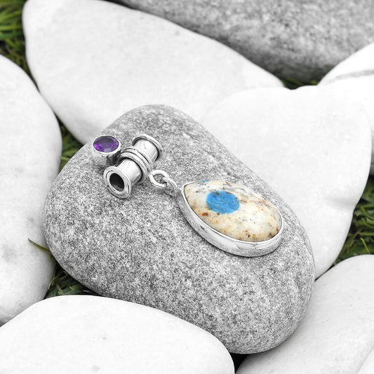 K2 Blue Azurite In Quartz & Amethyst Pendant P-1337 SDP127120