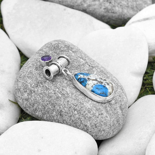 K2 Blue Azurite In Quartz & Amethyst Pendant P-1337 SDP127124