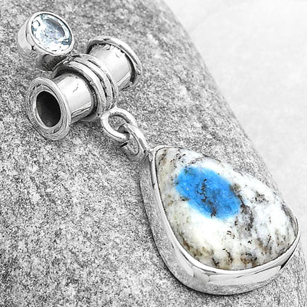 K2 Blue - Azurite In Quartz & Sky Blue Topaz Pendant P-1337 SDP127128