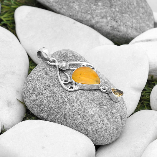 Natural Honey Dendritic Opal & Citrine Pendant P-1455 SDP127144