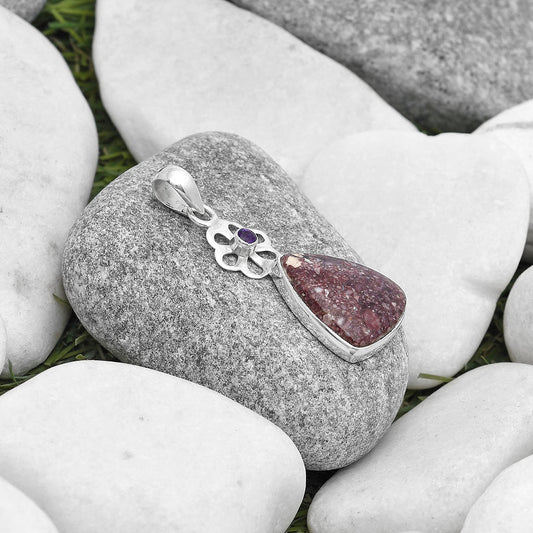 Natural Wild Horse Jasper & Amethyst Pendant P-1634 SDP127170