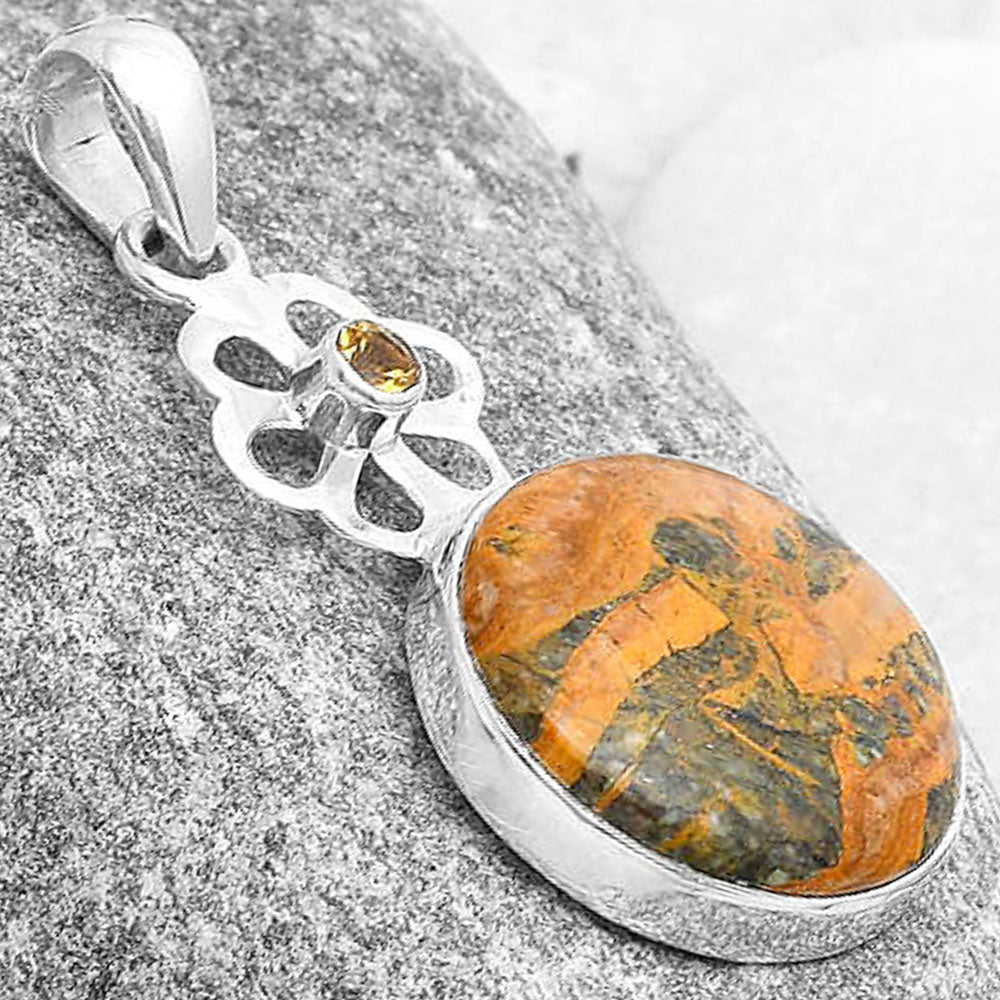 Moroccan Yellow Jacket Jasper & Citrine Pendant P-1634 SDP127182