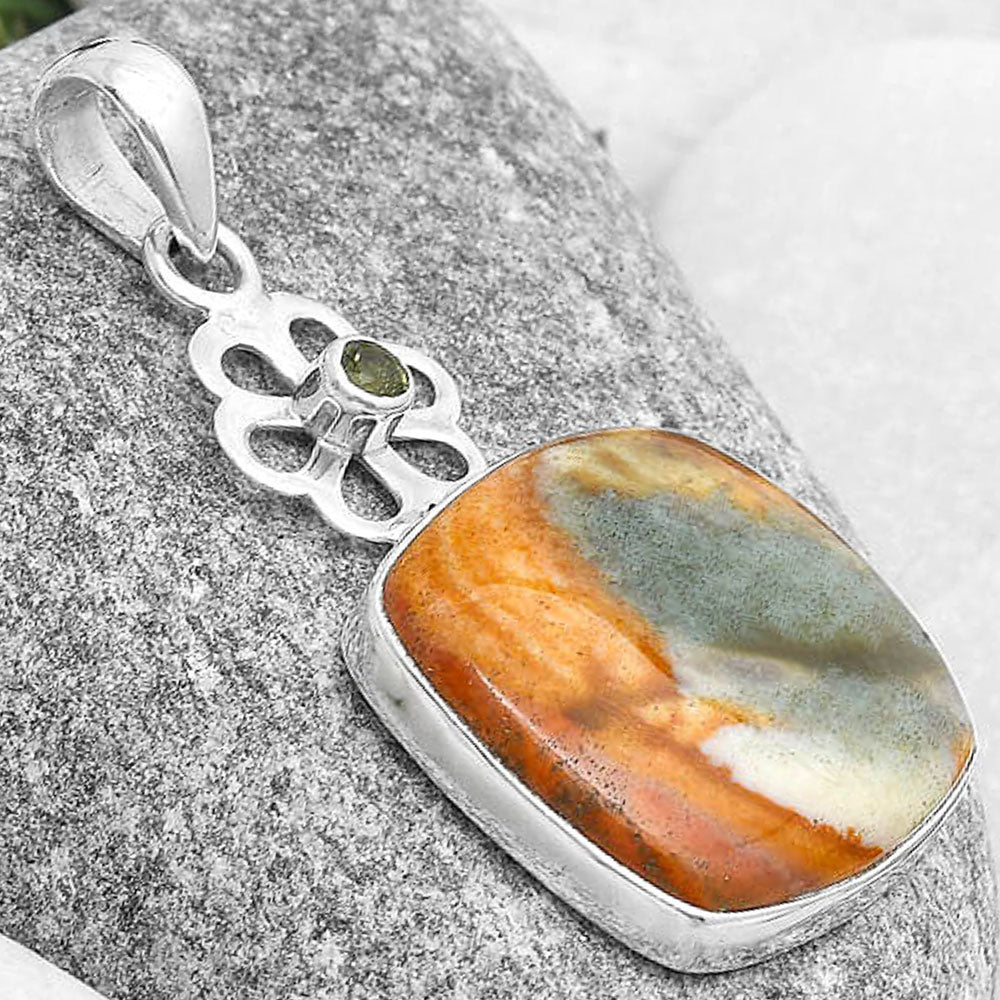 Rocky Butte Picture Jasper & Peridot Pendant P-1634 SDP127194