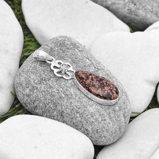 Mexican Flower Obsidian & White Quartz Pendant P-1634 SDP127195