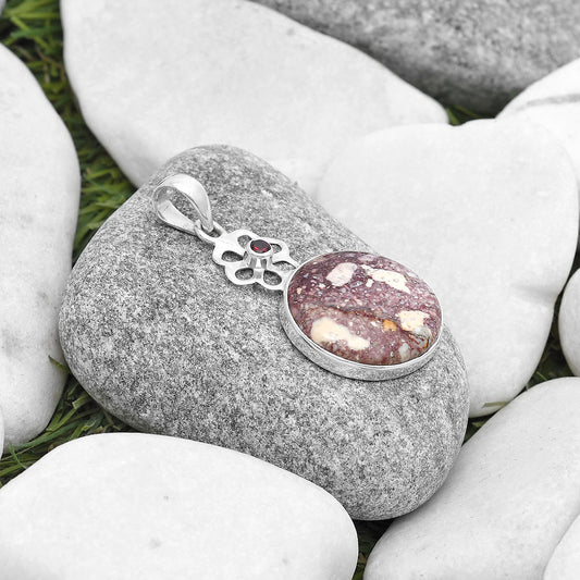 Natural Wild Horse Jasper & Garnet Pendant P-1634 SDP127200