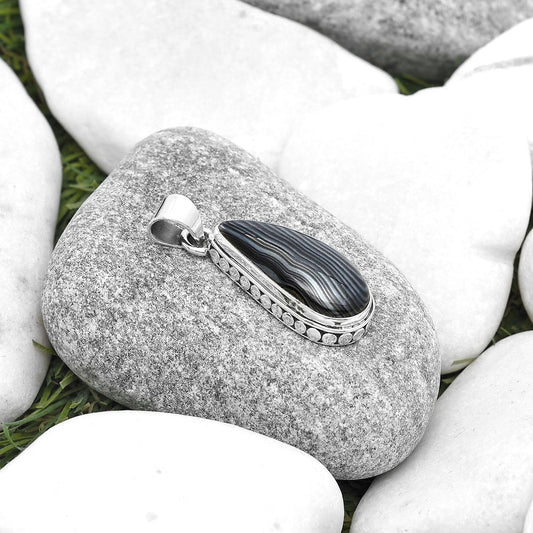 Crown Of Silver Psilomelane - Black Malachite Pendant P-1134 SDP127217