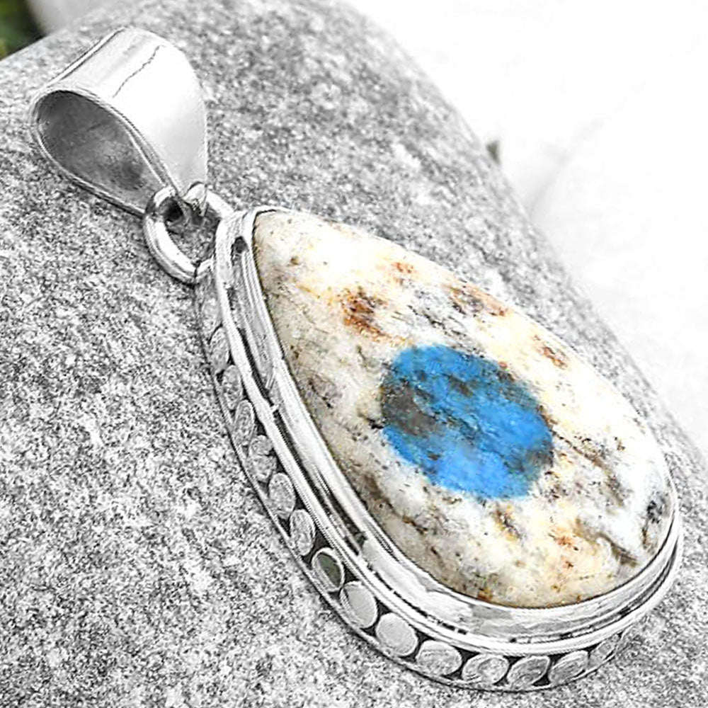 Natural K2 Blue - Azurite In Quartz Pendant P-1134 SDP127224