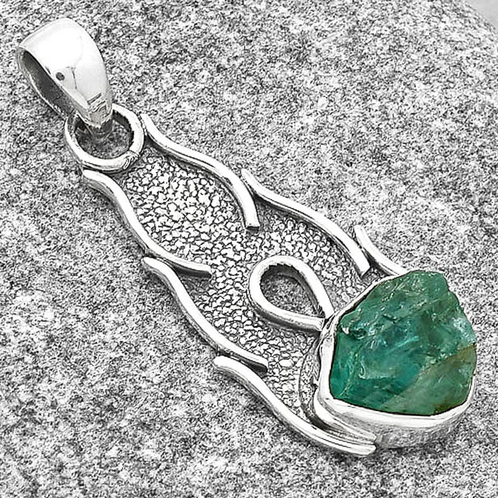 Natural Aqua Apatite Rough Madagascar Pendant P-1400 SDP127290