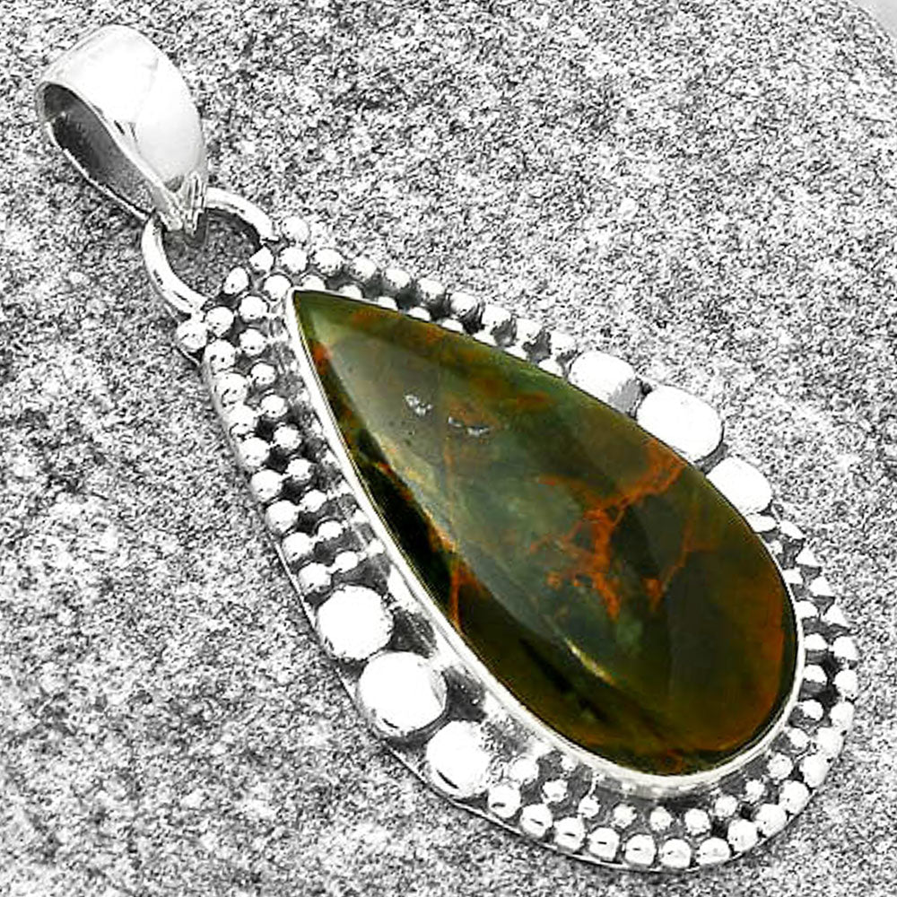 Natural Turkish Rainforest Chrysocolla Pendant P-1677 SDP127339