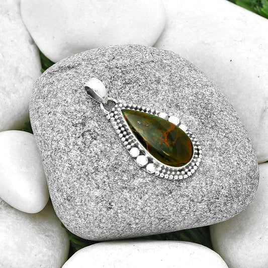 Natural Turkish Rainforest Chrysocolla Pendant P-1677 SDP127339