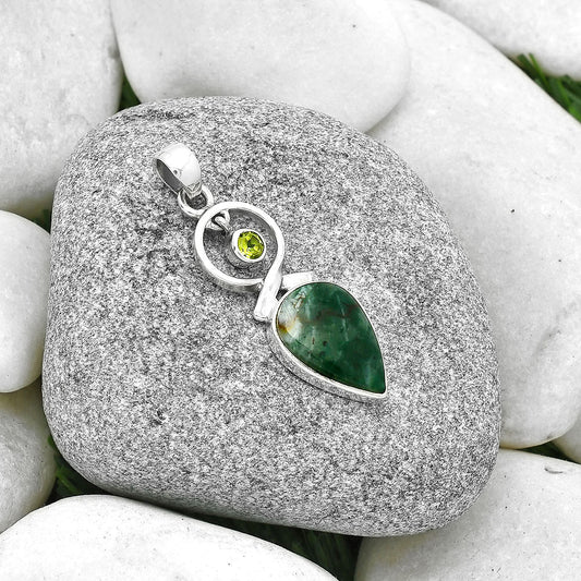 Natural Larsonite Jasper & Peridot Pendant P-1048 SDP127377