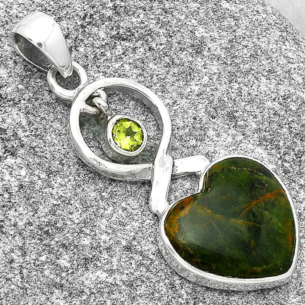 Heart Turkish Rainforest Chrysocolla & Peridot Pendant P-1048 SDP127383
