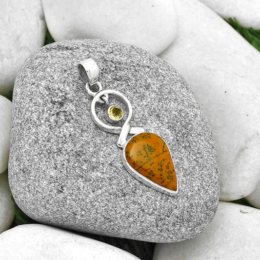 Russian Honey Dendrite Opal & Citrine Pendant P-1048 SDP127385
