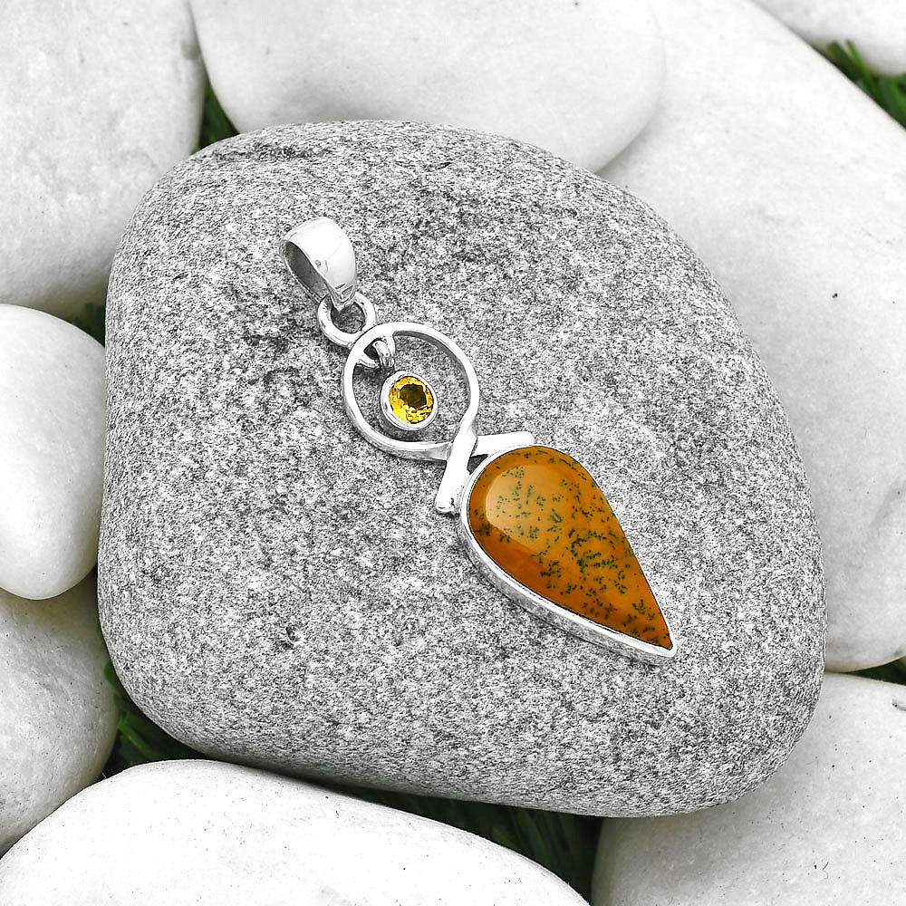 Russian Honey Dendrite Opal & Citrine Pendant P-1048 SDP127394