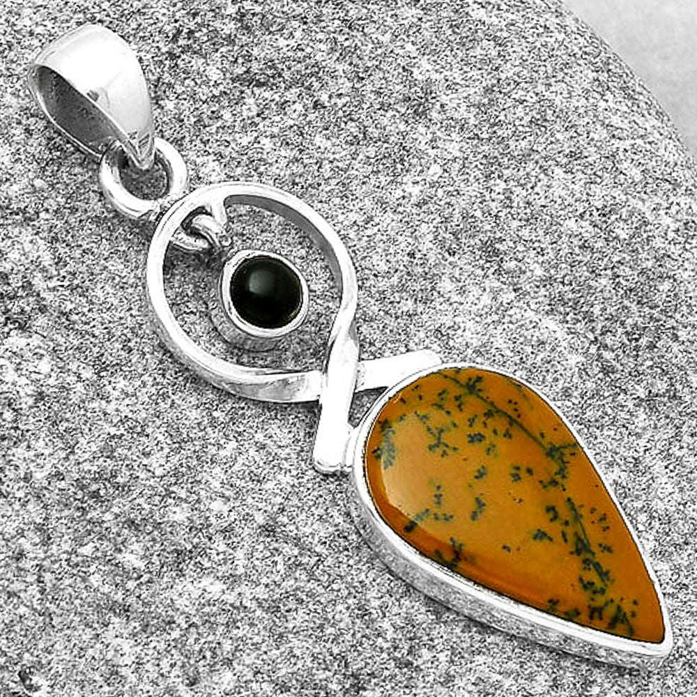 Russian Honey Dendrite Opal & Black Onyx Pendant P-1048 SDP127401
