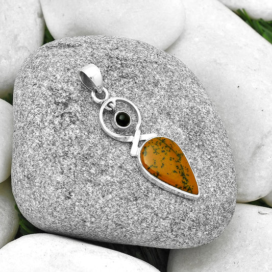 Russian Honey Dendrite Opal & Black Onyx Pendant P-1048 SDP127401
