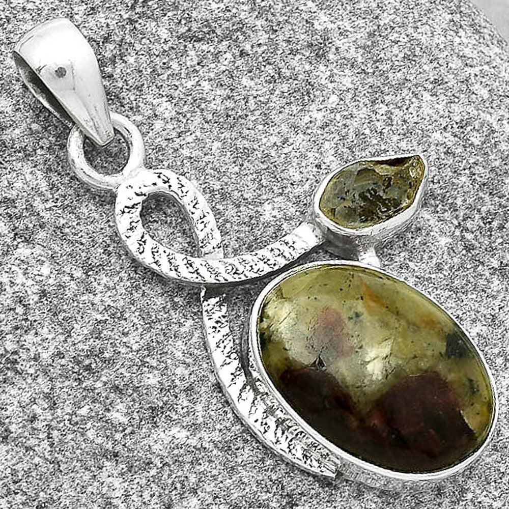 Russian Eudialyte & Herkimer Diamond Pendant P-1111 SDP127434