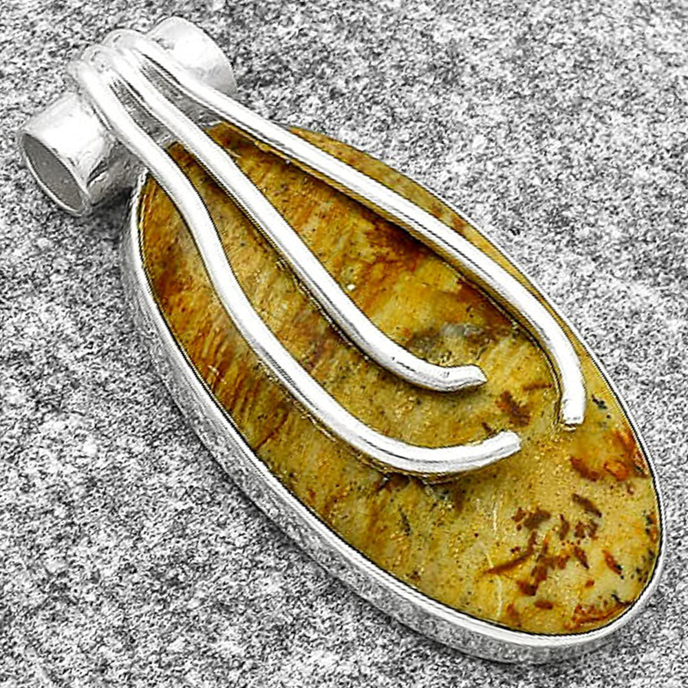 Natural Palm Root Fossil Agate Pendant P-1675 SDP127477
