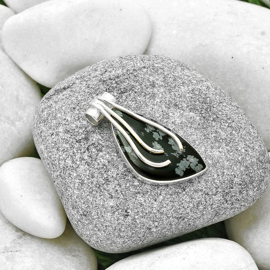 Natural Snow Flake Obsidian Pendant P-1675 SDP127490