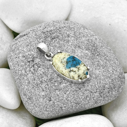 Natural K2 Blue - Azurite In Quartz Pendant P-1349 SDP127509