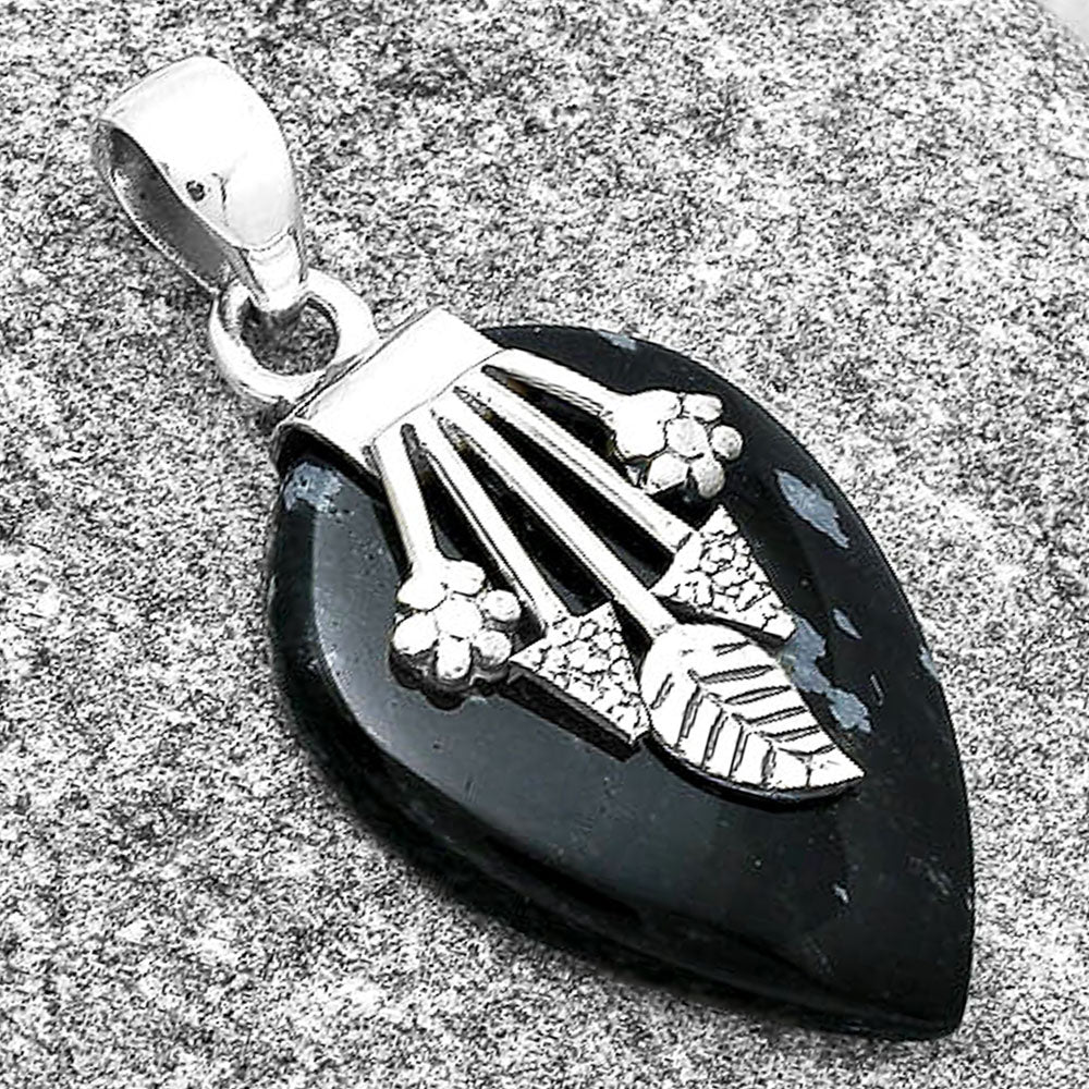 Natural Snow Flake Obsidian Pendant P-1647 SDP127570