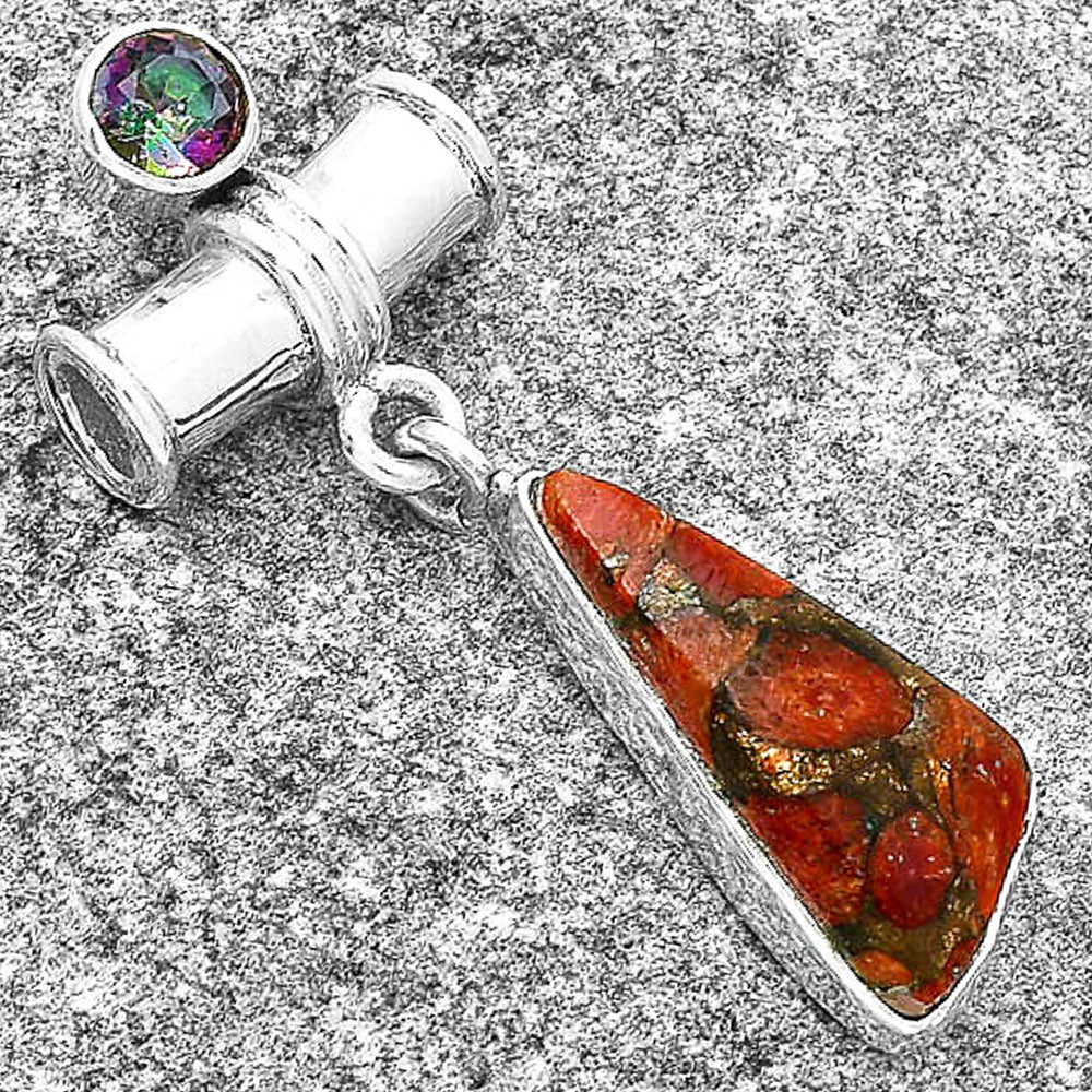 Copper Red Turquoise & Mystic Topaz Pendant P-1337 SDP127610