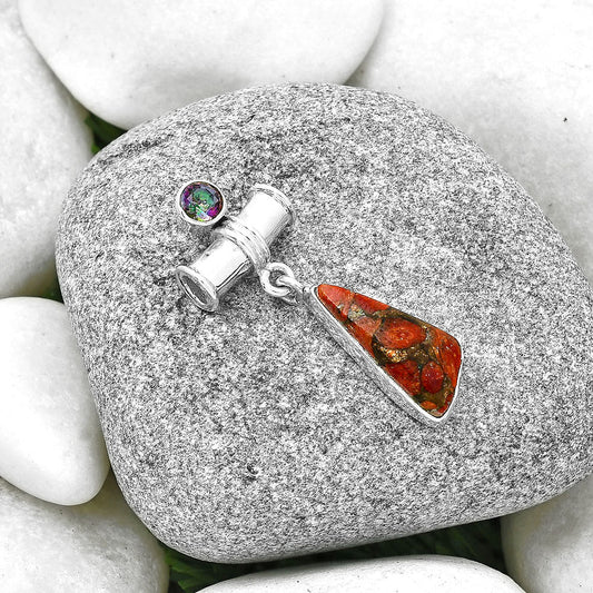 Copper Red Turquoise & Mystic Topaz Pendant P-1337 SDP127610
