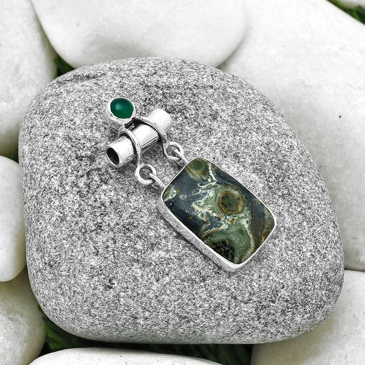 Natural Star Galaxy Jasper & Green Onyx Pendant P-1276 SDP127644