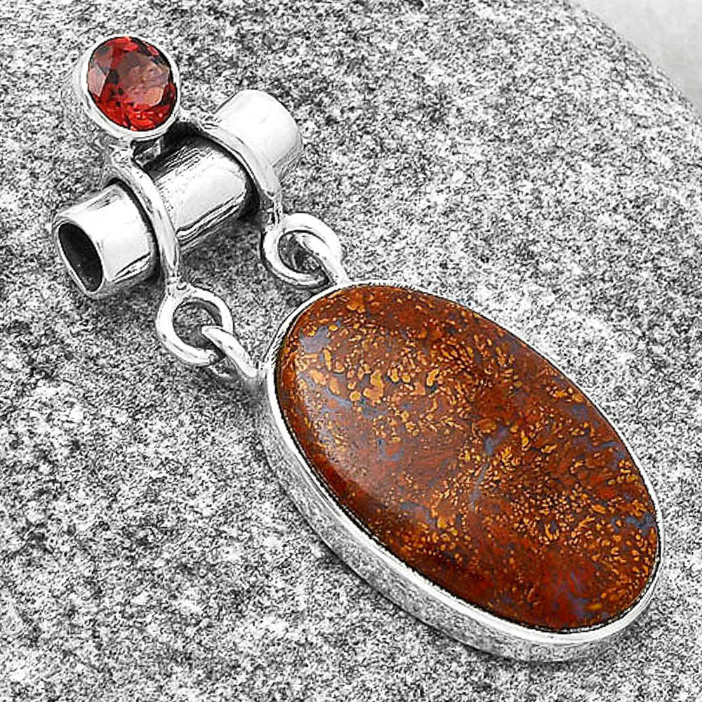 Natural Red Moss Agate & Garnet Pendant P-1276 SDP127647
