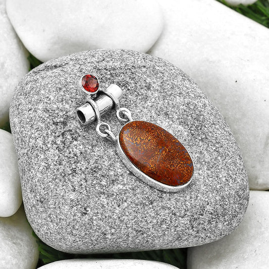 Natural Red Moss Agate & Garnet Pendant P-1276 SDP127647