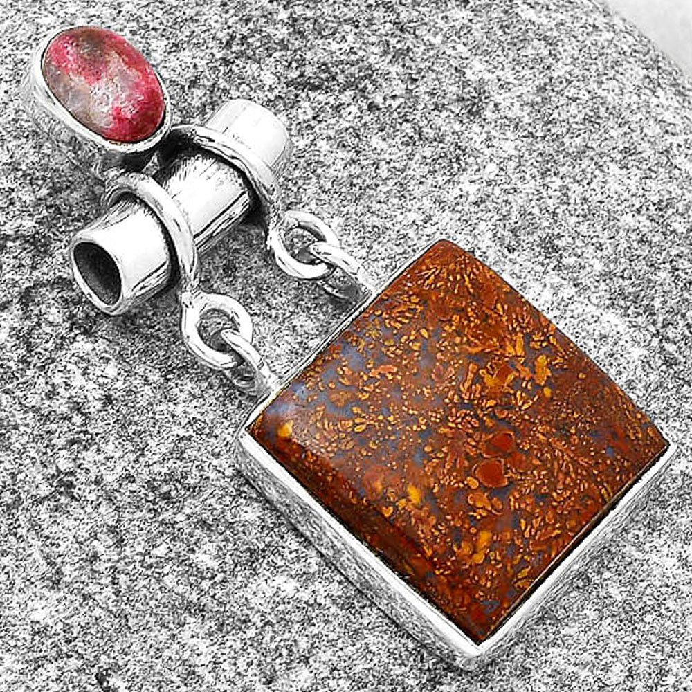 Natural Red Moss Agate & Pink Thulite Pendant P-1276 SDP127653