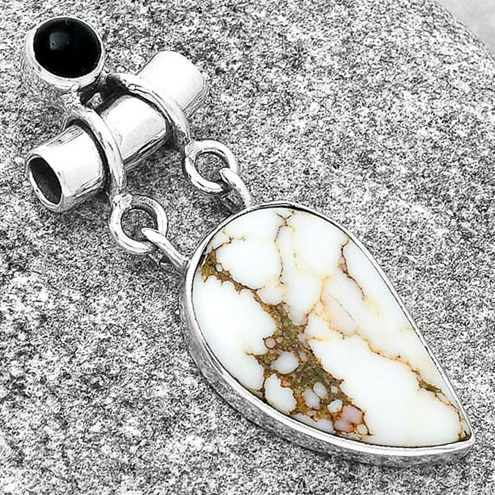 Natural Wild Horse Jasper & Black Onyx Pendant P-1276 SDP127657