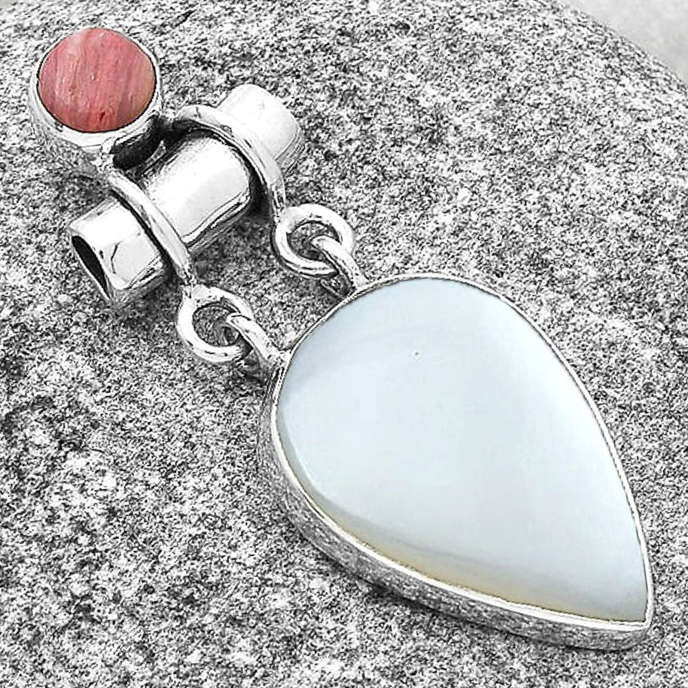 Srilankan Moonstone & Pink Tulip Quartz Pendant P-1276 SDP127660