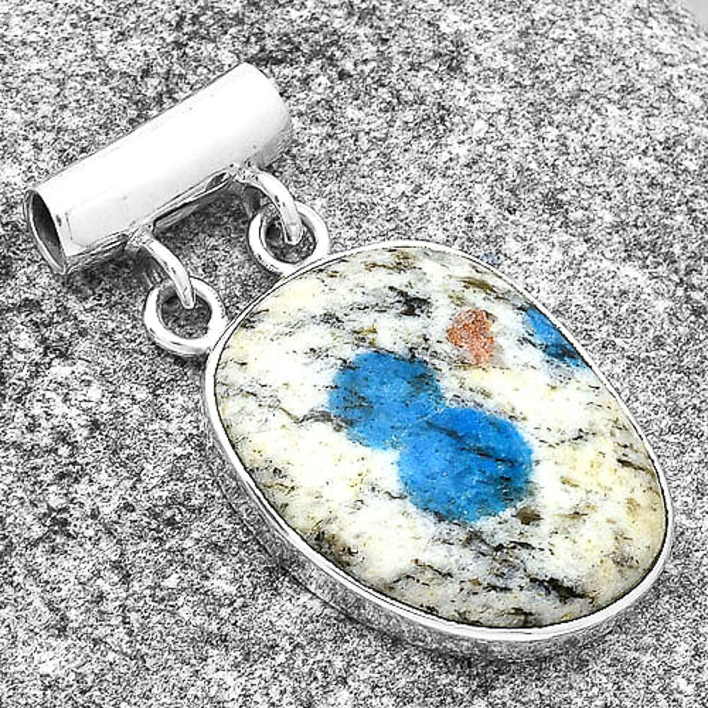 Natural K2 Blue - Azurite In Quartz Pendant P-1198 SDP127679